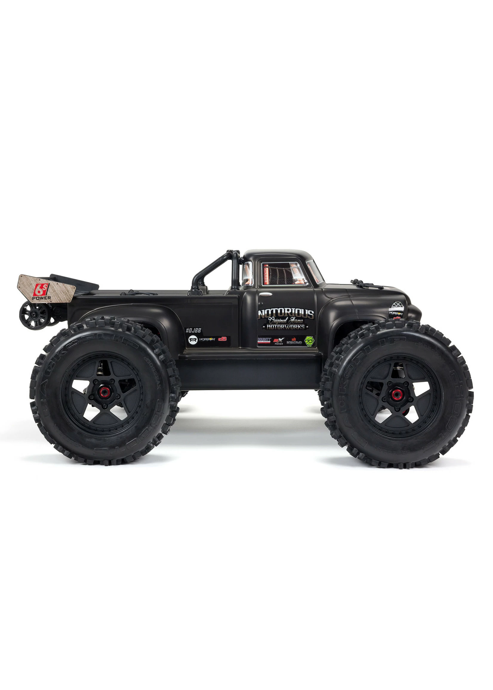 Arrma 1/8 NOTORIOUS 6S V5 4WD BLX Stunt Truck With Spektrum Firma RTR - Black - Image 2