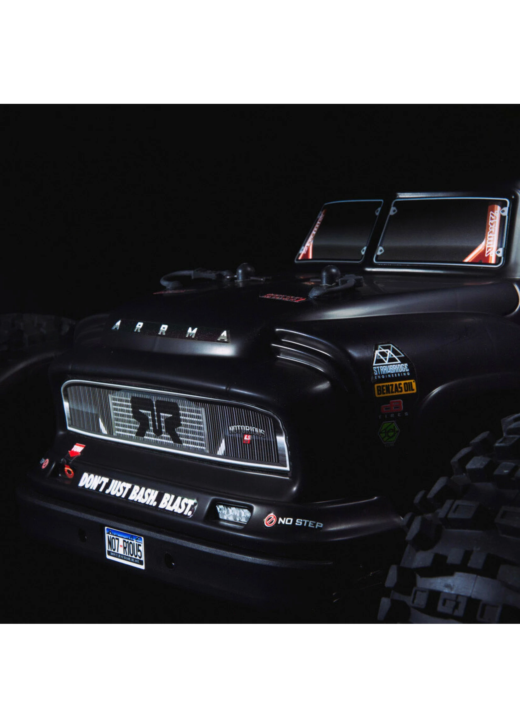 Arrma 1/8 NOTORIOUS 6S V5 4WD BLX Stunt Truck With Spektrum Firma RTR - Black - Image 6