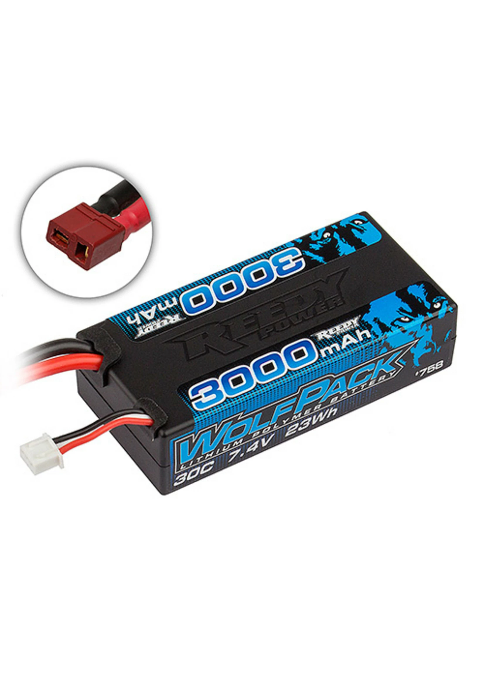 Associated ASC758 - WolfPack LiPo 3000mAh 30C 7.4V Shorty, With T-plug