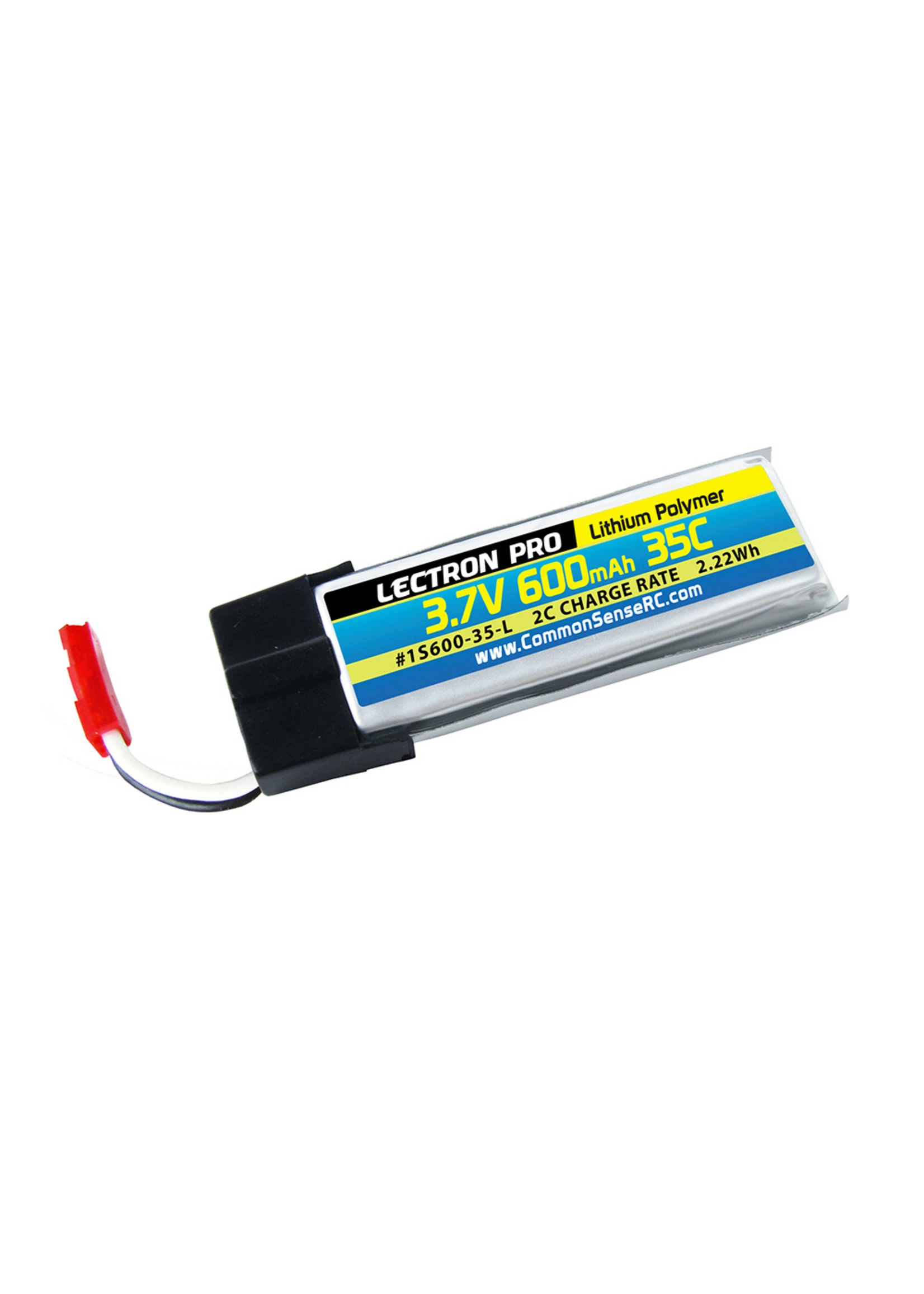 COMMON SENSE RC 1S600-35-L - 3.7V 600mAh 35C LiPo W/JST
