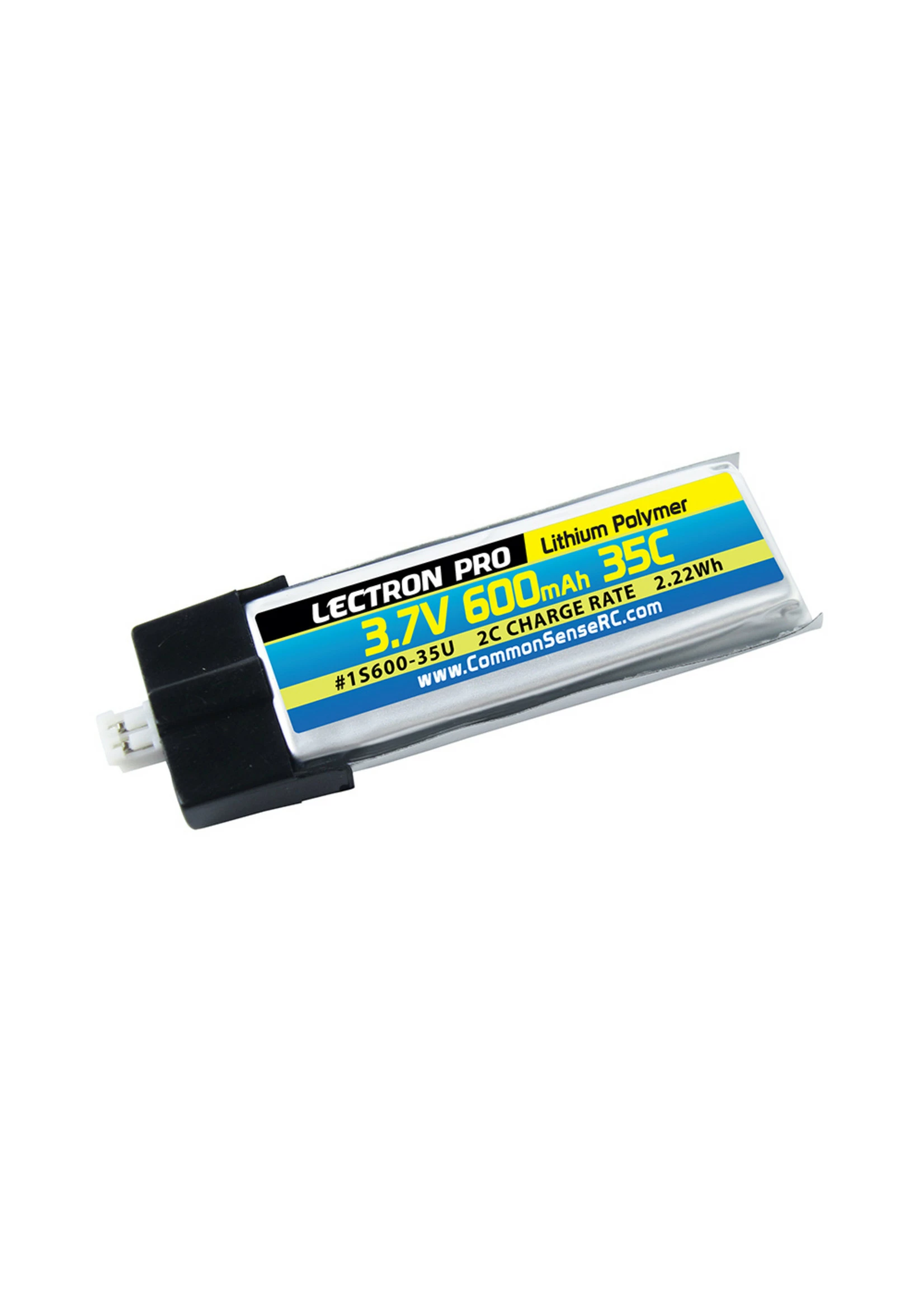 COMMON SENSE RC 1S600-35U - 3.7V 600mAh 35C Lipo Battery With UMX Connector