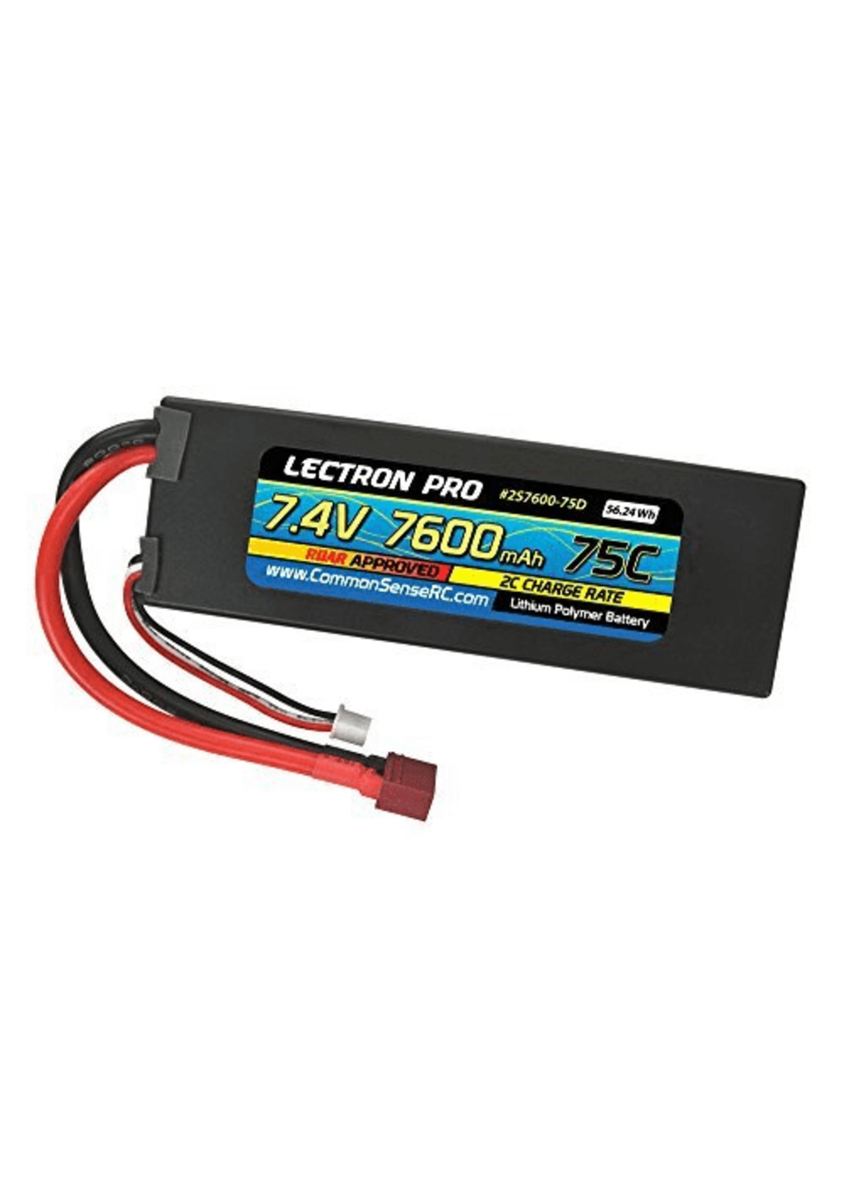 COMMON SENSE RC 2S7600-75D - 7.4V 7600mAh 75C Lipo Battery With Deans-Type Connector