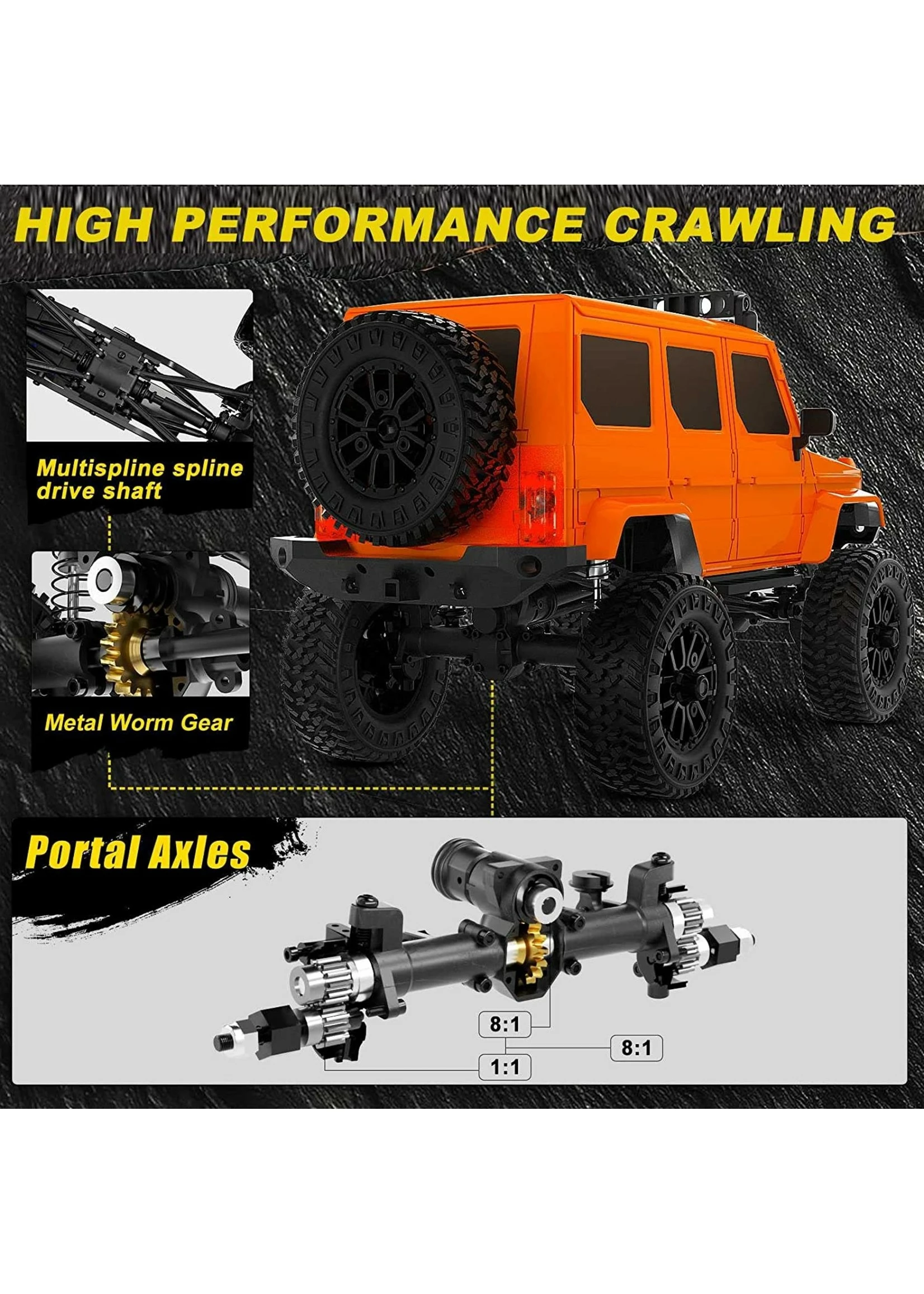 Panda 1/24 Tetra24 X3 Portal Edition RTR Scale Mini Crawler - Orange - Image 3