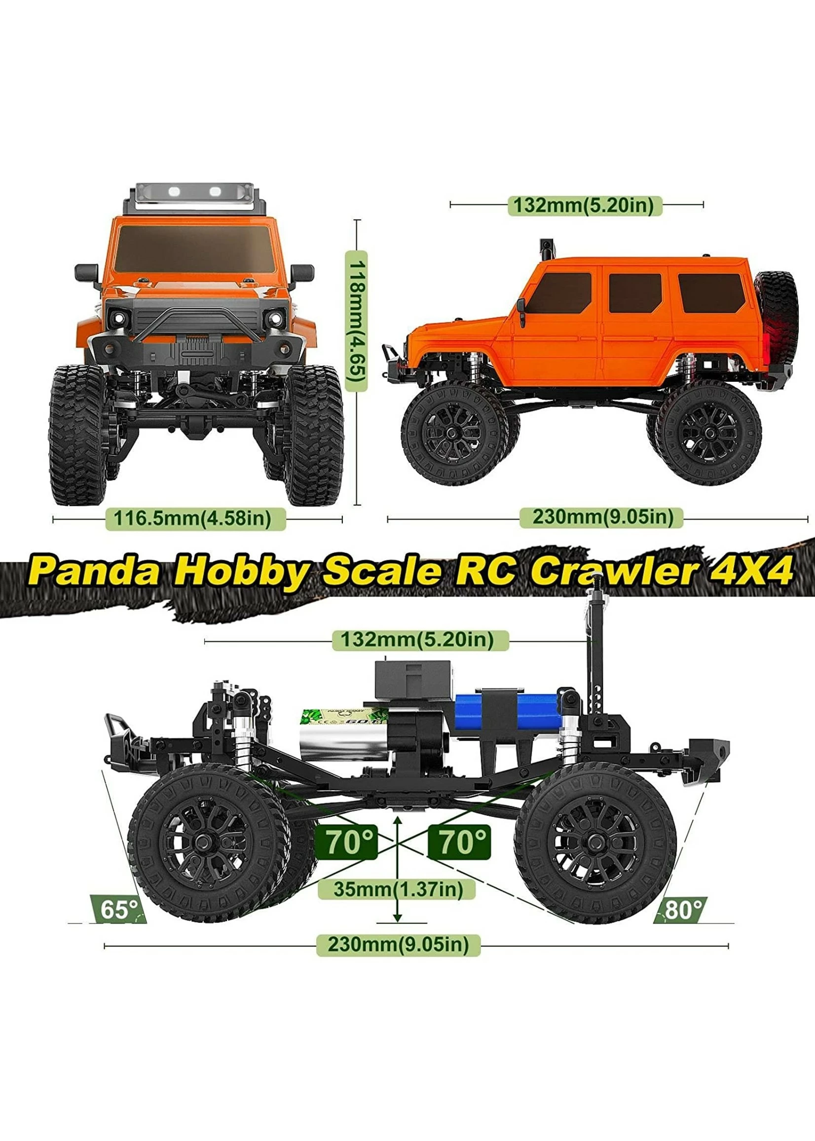 Panda 1/24 Tetra24 X3 Portal Edition RTR Scale Mini Crawler - Orange - Image 4