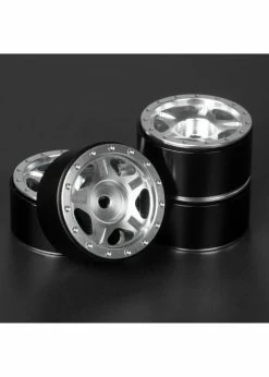 Power Hobby BPHSCX2409SILVER - 1.0" Axial SCX24 C10 Jeep Deadbolt Aluminum Beadlock Wheels - Silver