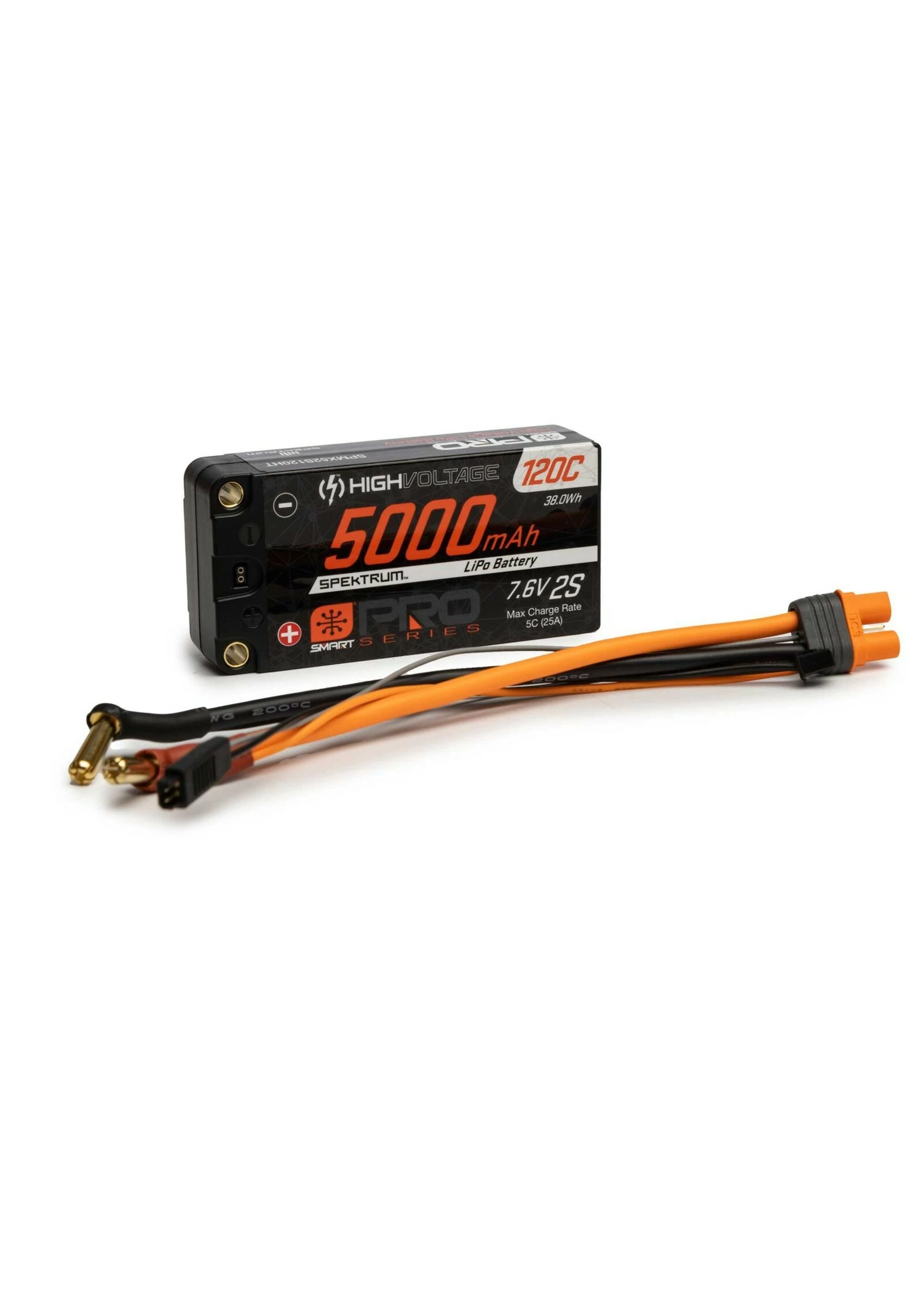 Spektrum SPMX52S120HT - 5000mAh 2S 7.6V 120C Smart Pro Race HV LiPo: 5mm - Image 2