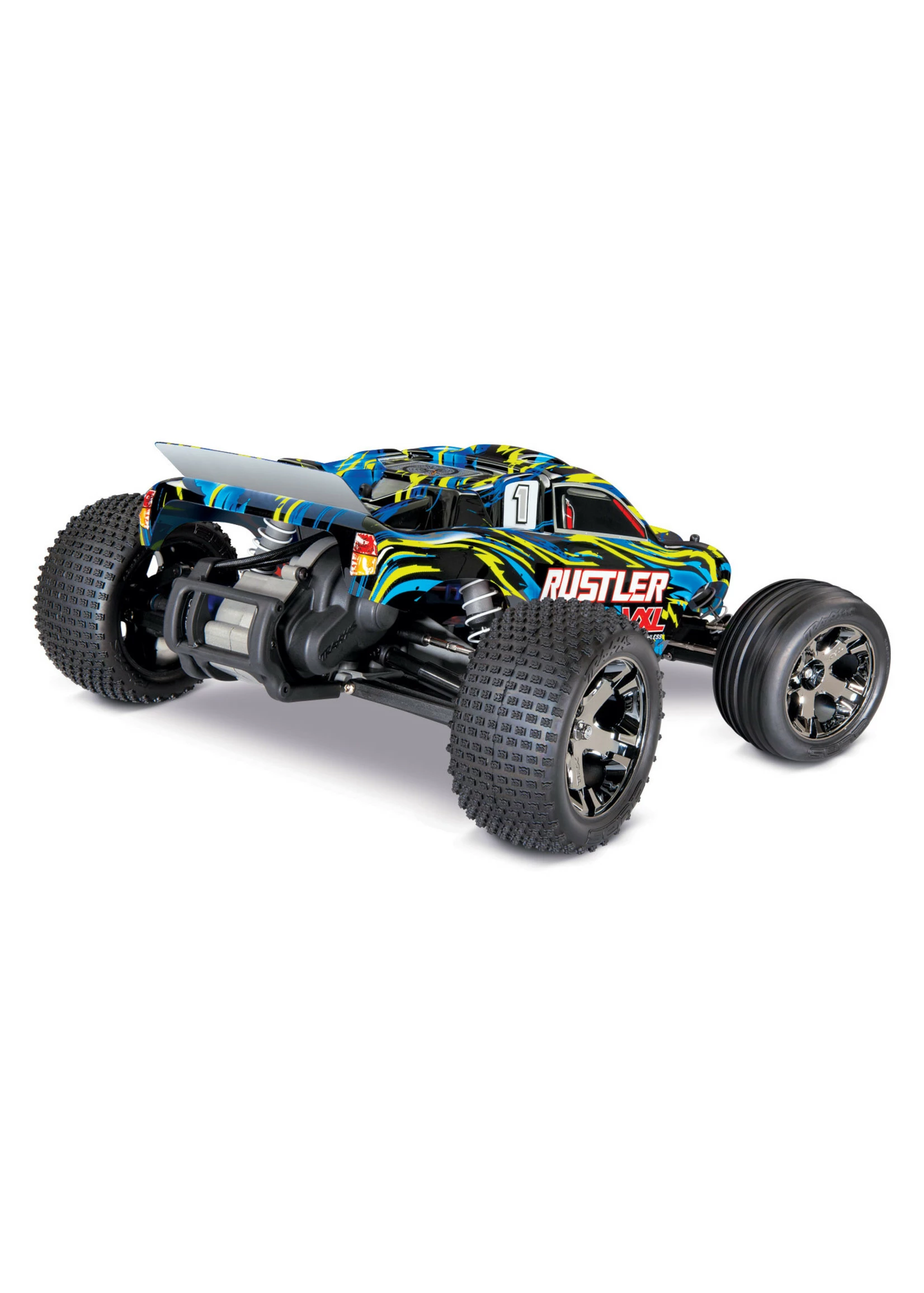 Traxxas 1/10 Rustler VXL RTR 2WD Brushless Stadium Truck - Yellow - Image 3