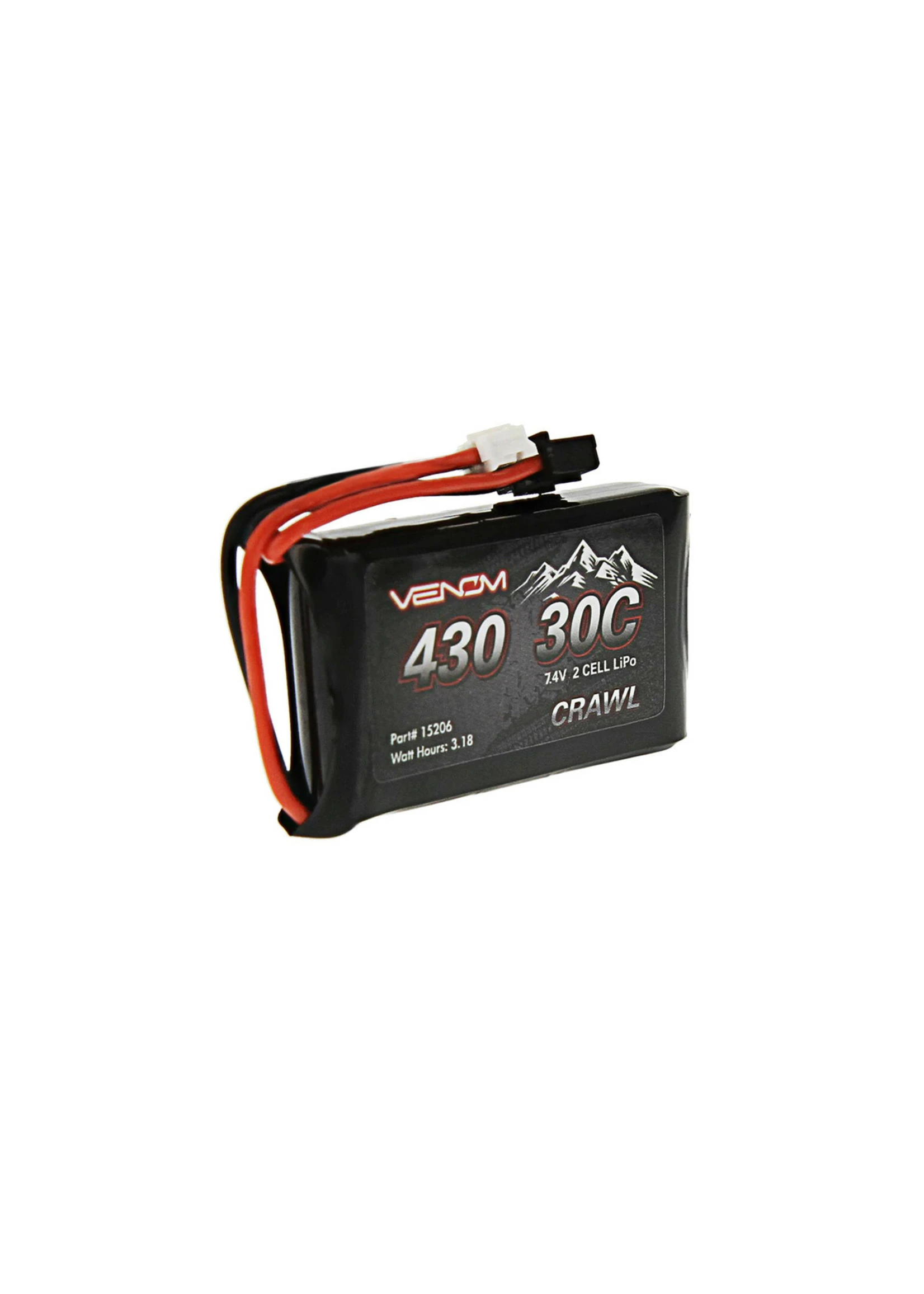 Venom Racing 15206 - 7.4V 430mAh 2S 30C LiPo Battery, JST-PH 2.0: SCX24